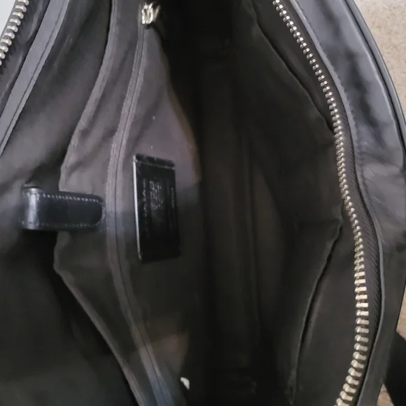 Coach Men's Perry Slim Brief Signature Canvas Zip Top Leather Bag Charcoal - Picture 4 of 5